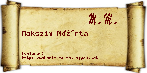 Makszim Márta névjegykártya